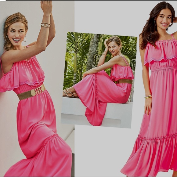 Lilly Pulitzer Adia maxi dress in pink with eyelet detail - Size Small - Picture 10 of 11